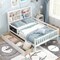 Costway Twin/Full Size Bed Frame with 2 Drawers Bookcase & Blackboard Full-length Guardrails